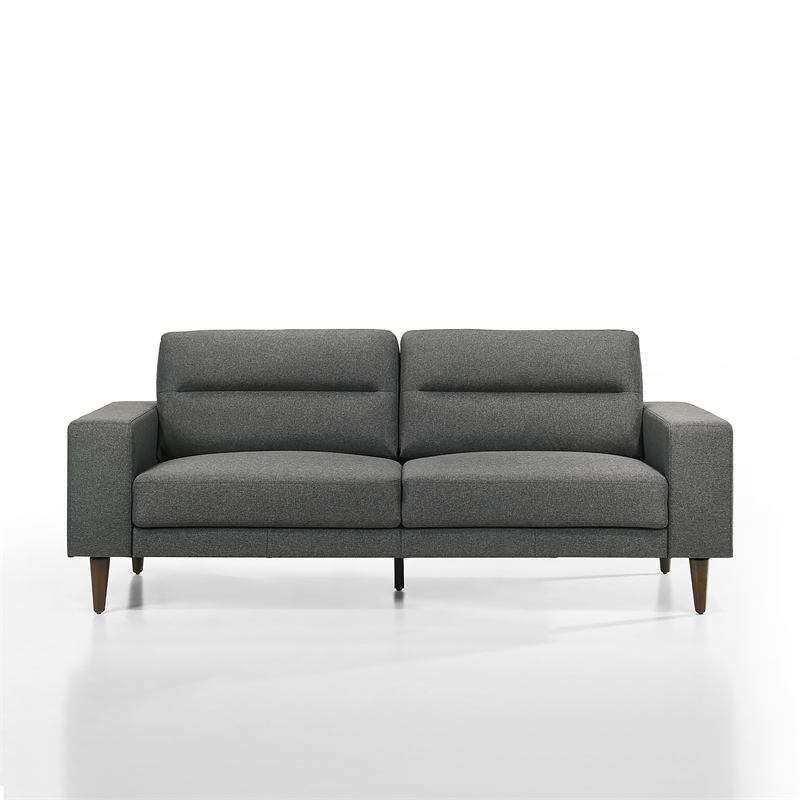 Pemberly Row Vale Polyester Fabric Upholstered Sofa in Gray