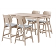 Pemberly Row 5-Piece Wood Counter Height Dining Set in White Ash