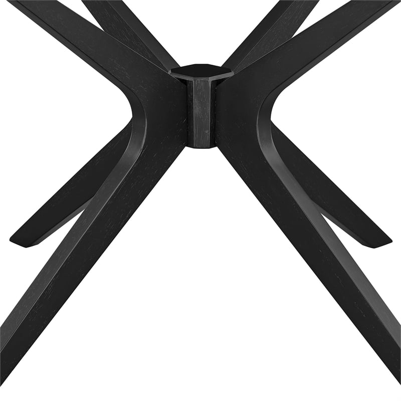 Pemberly Row Round Wood Coffee Table with Ash Wood Veneer in Black