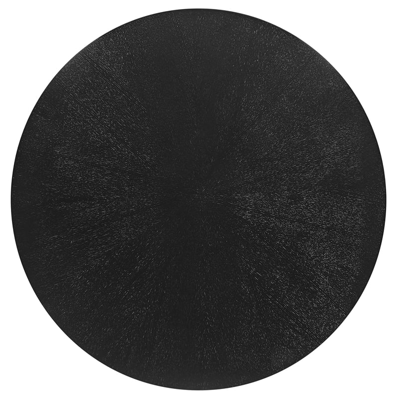 Pemberly Row 24 in Round Side Table with Ash Wood Veneer in Black