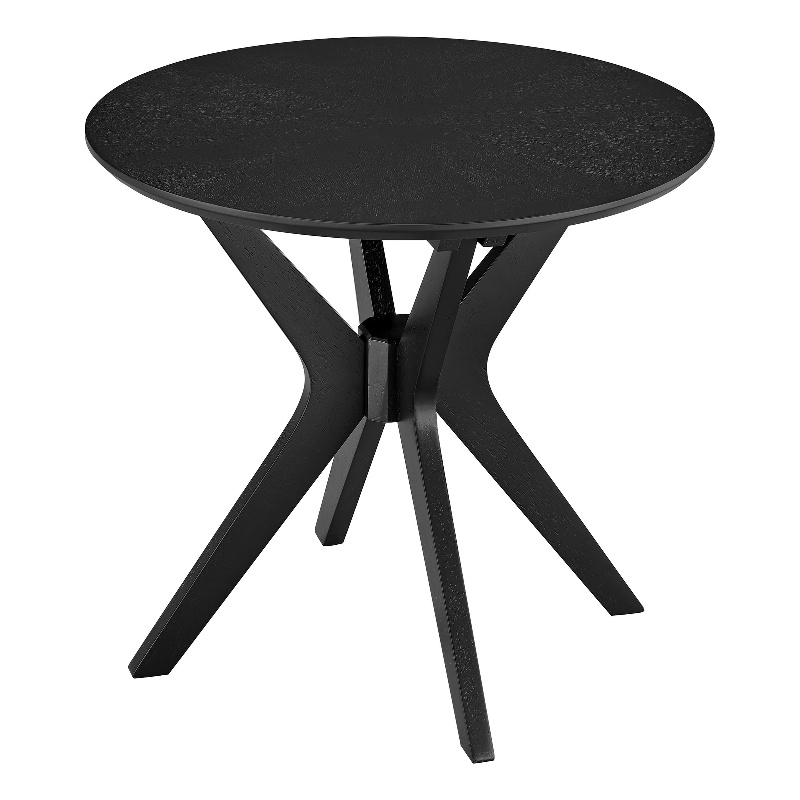 Pemberly Row 24 in Round Side Table with Ash Wood Veneer in Black