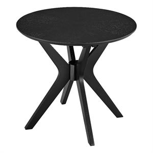 Pemberly Row 24 in Round Side Table with Ash Wood Veneer in Black
