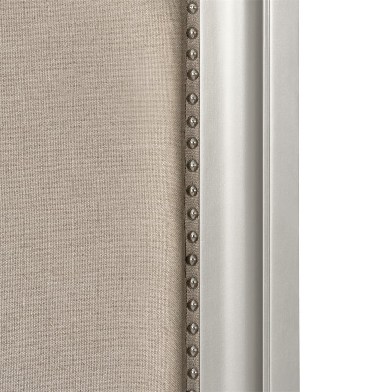 Pemberly Row Upholstered Wood California King Bed in Matte Silver Finish
