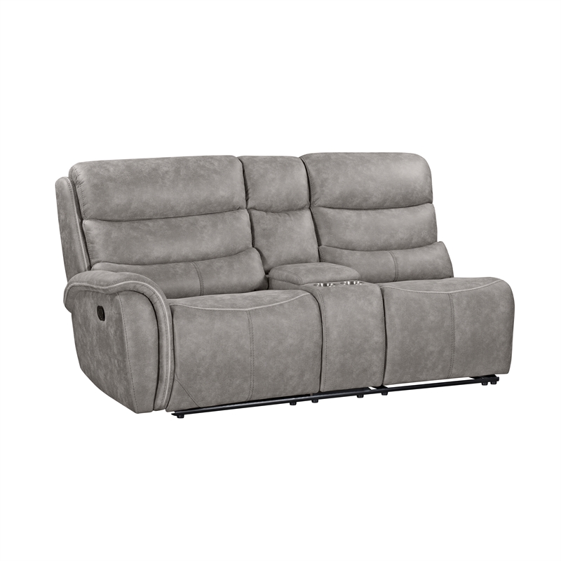 Pemberly Row 3-Piece Manual Reclining Sectional with Hardwood Frame in Gray