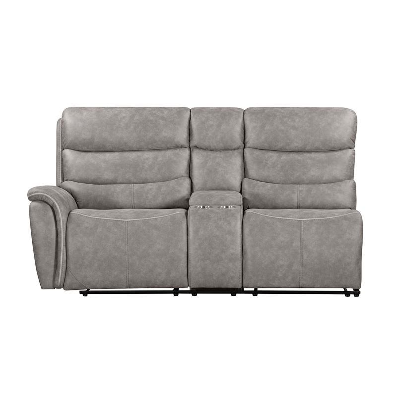 Pemberly Row 3-Piece Manual Reclining Sectional with Hardwood Frame in Gray