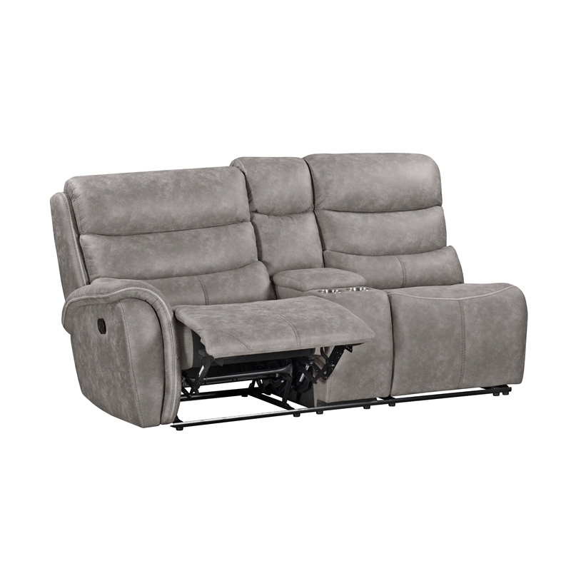 Pemberly Row 3-Piece Manual Reclining Sectional with Hardwood Frame in Gray