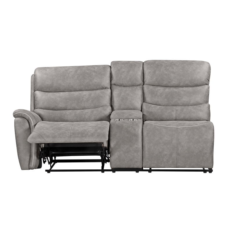 Pemberly Row 3-Piece Manual Reclining Sectional with Hardwood Frame in Gray