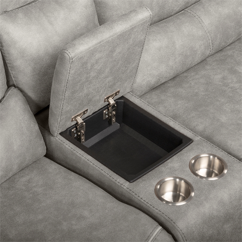 Pemberly Row 3-Piece Manual Reclining Sectional with Hardwood Frame in Gray