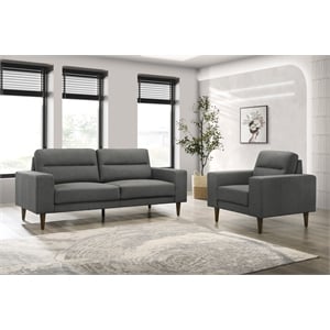 Pemberly Row Gray Sofa and Chair Set with Polyester Upholstery and Foam Cushions