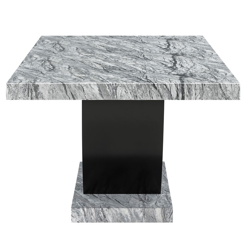 Pemberly Row Faux Marble Wood 5-Piece Dining Set in Gray and Black