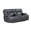 Pemberly Row Titan Faux Leather Reclining Console Loveseat in Grey