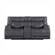 Pemberly Row Titan Faux Leather Reclining Console Loveseat in Grey
