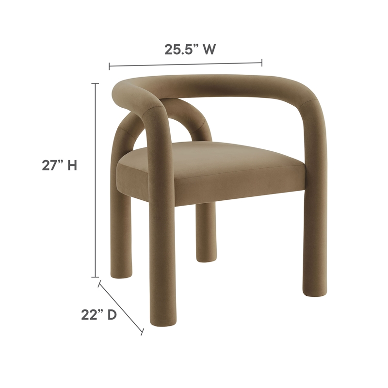 Pemberly Row Astrid Velvet Upholstered Dining Chair in Camel
