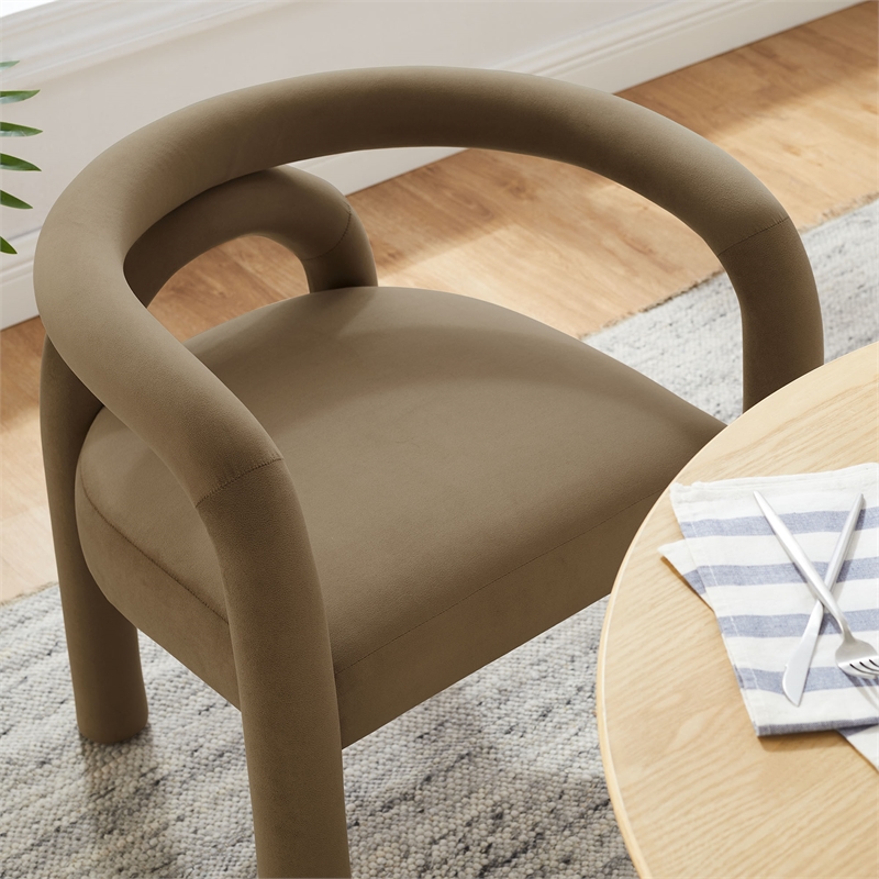 Pemberly Row Astrid Velvet Upholstered Dining Chair in Camel