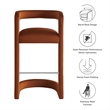 Pemberly Row Winslow Performance Velvet Bar Stool in Rust with Barrel Back