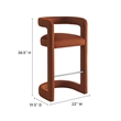 Pemberly Row Winslow Performance Velvet Bar Stool in Rust with Barrel Back