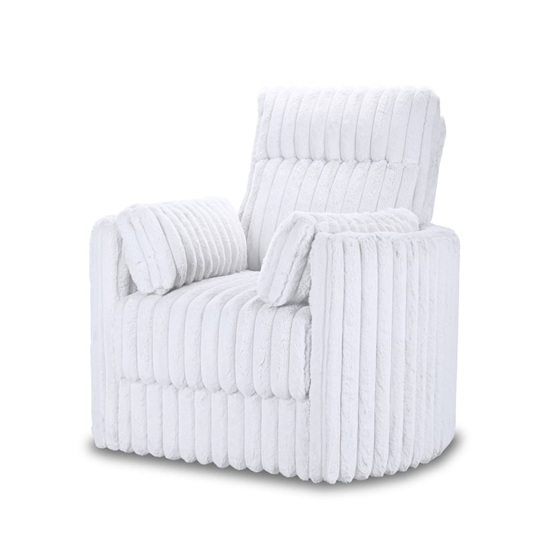 Pemberly Row Fabric Swivel Accent Chair in White