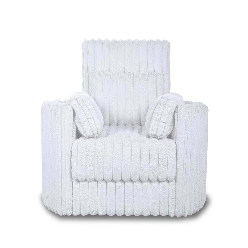 Pemberly Row Fabric Swivel Accent Chair in White