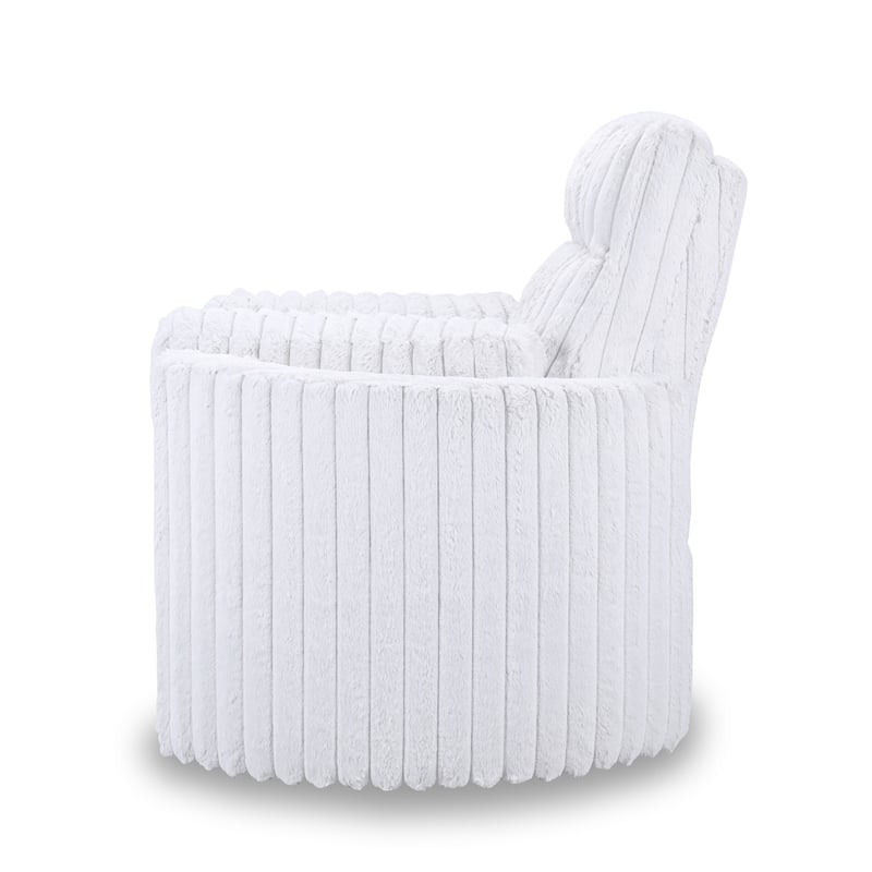 Pemberly Row Fabric Swivel Accent Chair in White