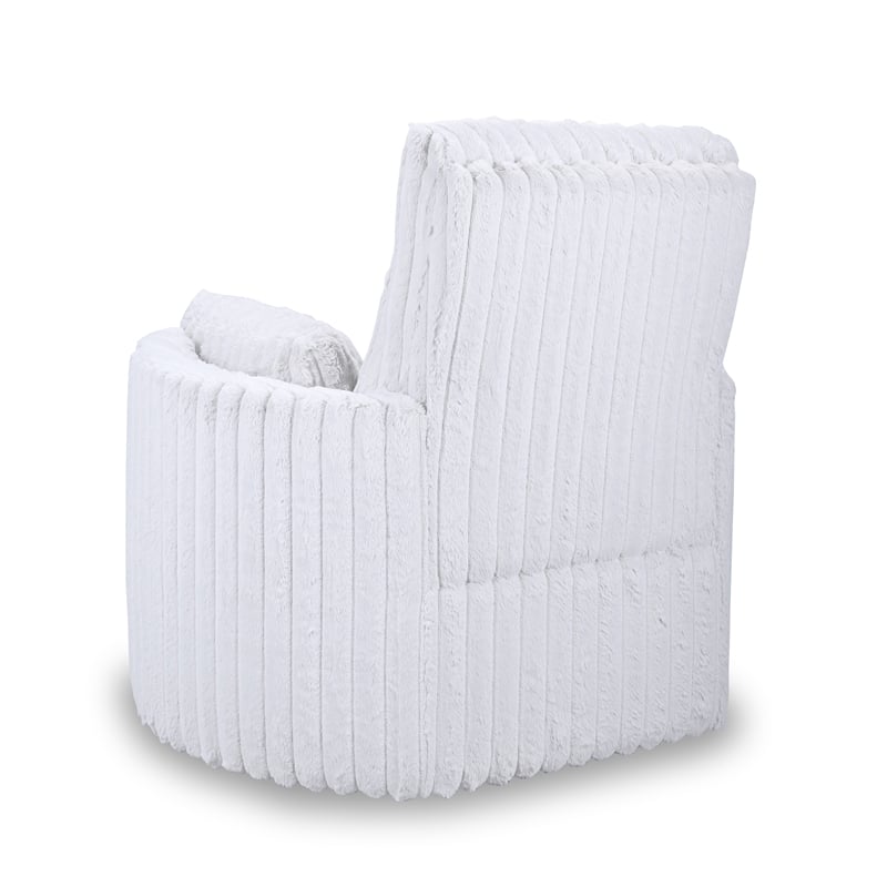 Pemberly Row Fabric Swivel Accent Chair in White