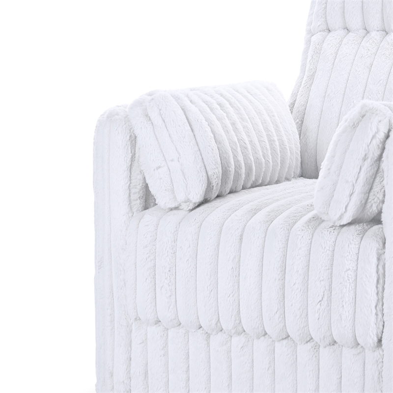 Pemberly Row Fabric Swivel Accent Chair in White