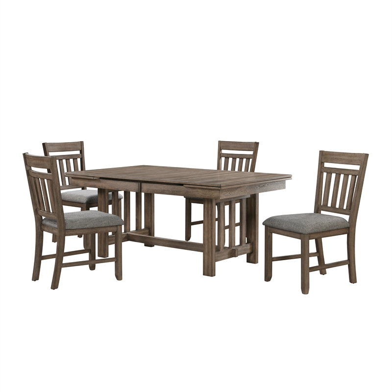 Pemberly Row 5-Piece Wood Dining Set in Walnut