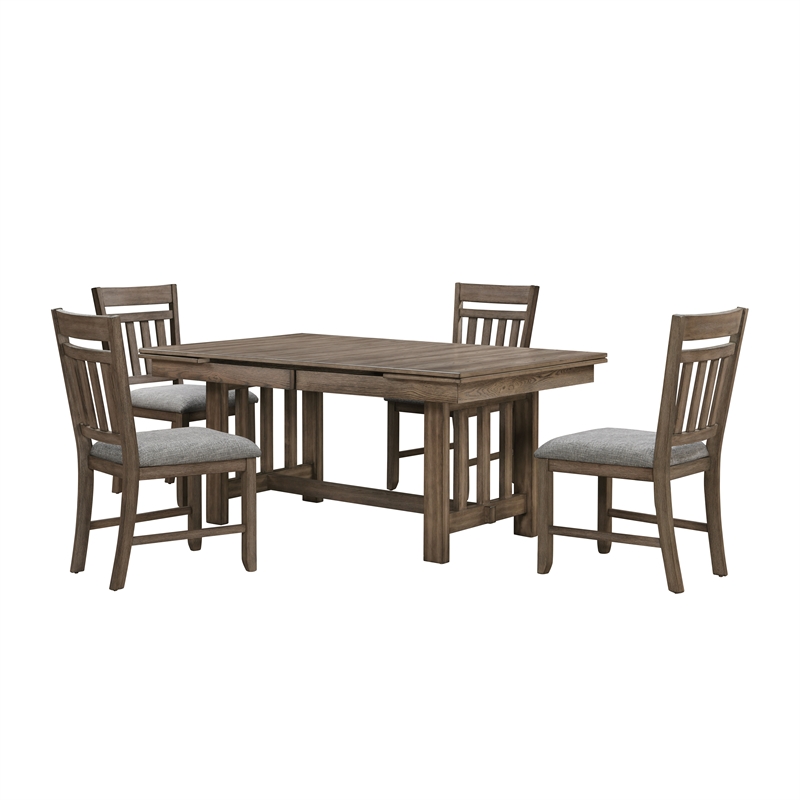 Pemberly Row 5-Piece Wood Dining Set in Walnut