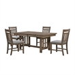 Pemberly Row 5-Piece Wood Dining Set in Walnut