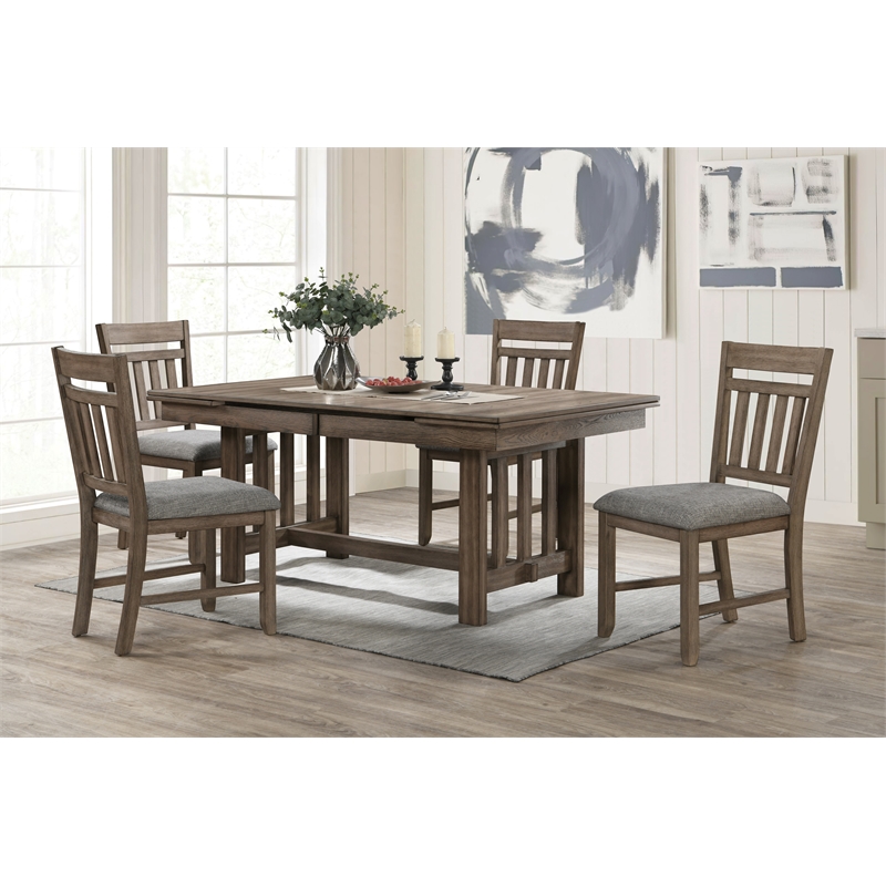 Pemberly Row 5-Piece Wood Dining Set in Walnut