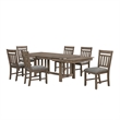 Pemberly Row 7-Piece Wood Dining Set with Walnut Finish and Extendable Table