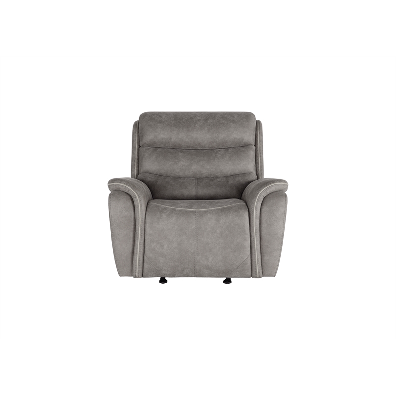 Pemberly Row Manual Fabric Glider Recliner Chair with Gray Upholstery