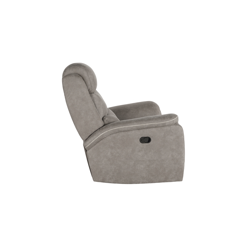 Pemberly Row Manual Fabric Glider Recliner Chair with Gray Upholstery