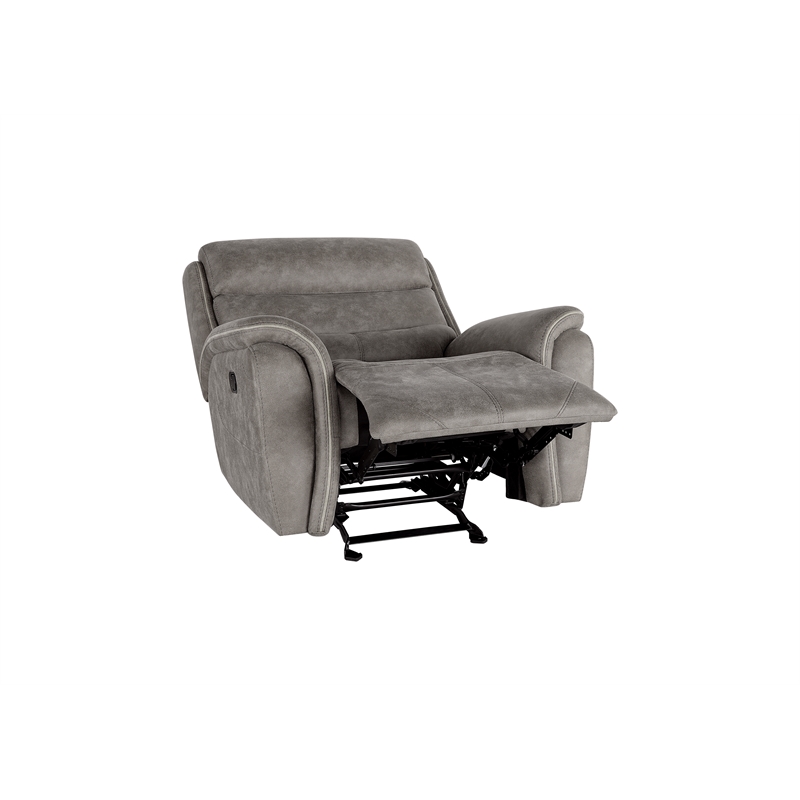 Pemberly Row Manual Fabric Glider Recliner Chair with Gray Upholstery