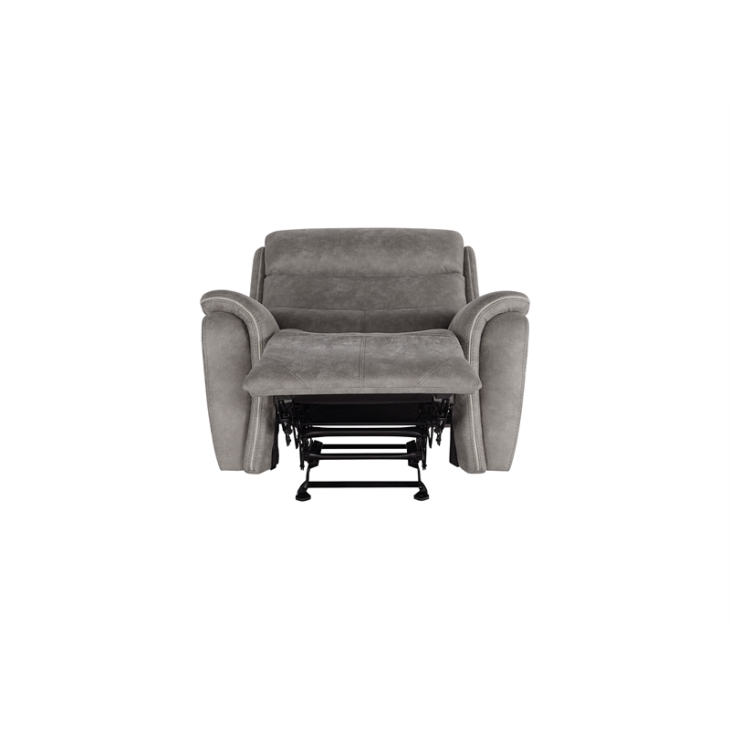 Pemberly Row Manual Fabric Glider Recliner Chair with Gray Upholstery