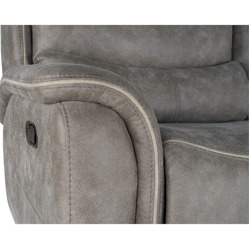 Pemberly Row Manual Fabric Glider Recliner Chair with Gray Upholstery