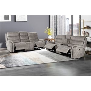 Pemberly Row 2-Piece Fabric Manual Reclining Living Room Set in Gray