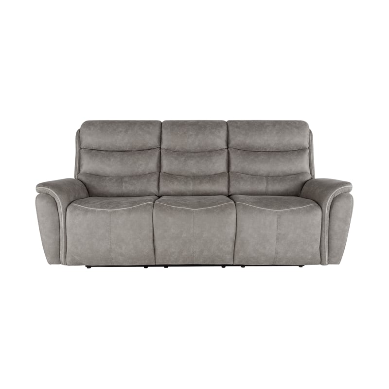 Pemberly Row 3-Piece Fabric Power Living Room Set in Gray with USB Ports