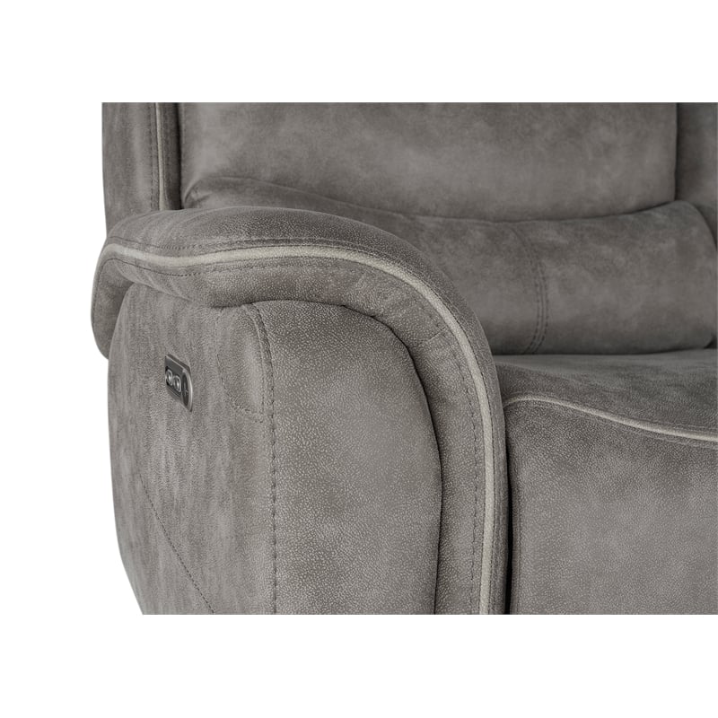 Pemberly Row 3-Piece Fabric Power Living Room Set in Gray with USB Ports