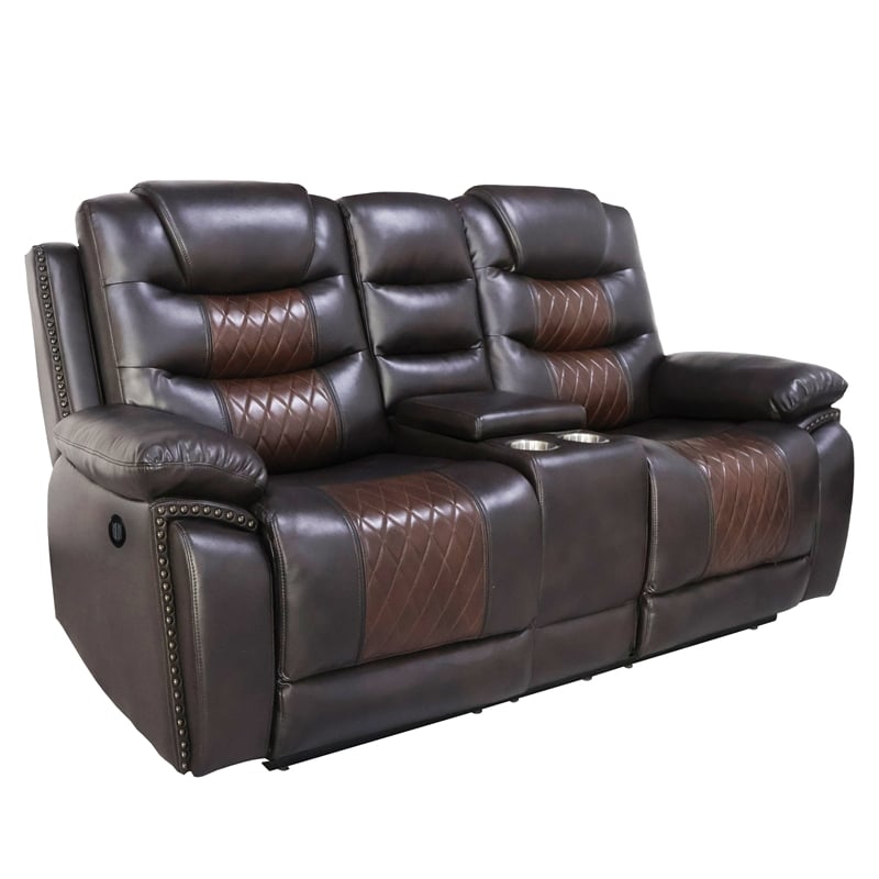 Pemberly Row 3-Piece Brown Faux Leather Power Reclining Living Room Set