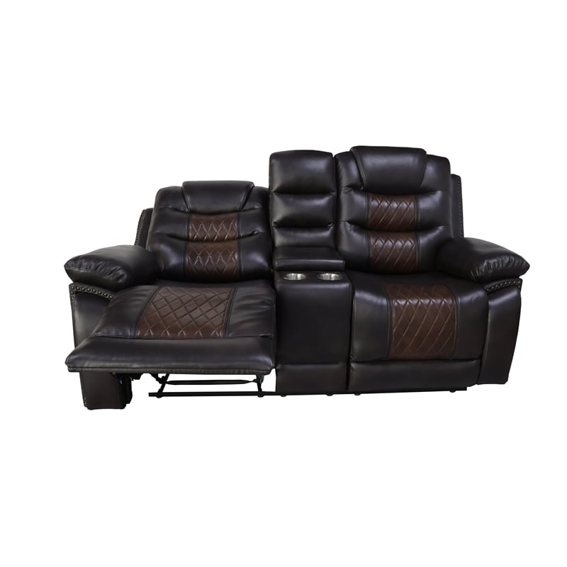 Pemberly Row 3-Piece Brown Faux Leather Power Reclining Living Room Set