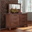 Pemberly Row 6-Drawer Wood Dresser & Mirror Set in Chestnut