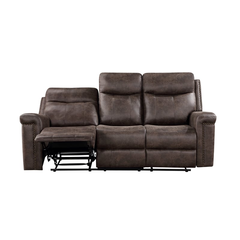Pemberly Row 3-Piece Fabric Power Living Room Set in Mocha Polyester