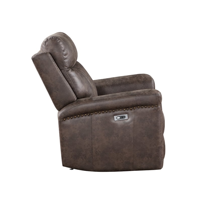 Pemberly Row 3-Piece Fabric Power Living Room Set in Mocha Polyester