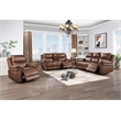 Pemberly Row 3-Piece Fabric Power Living Room Set in Brown Polyester
