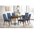 Pemberly Row 7-Piece Wood Dining Table Set with Blue Upholstery