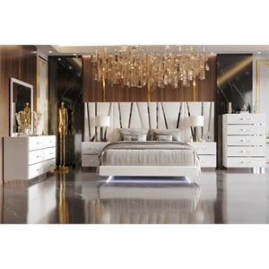 Pemberly Row 8-Piece King Bedroom Set in Wood with White Finish