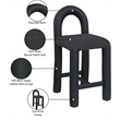 Pemberly Row Black Boucle and Vegan Leather Counter Stool
