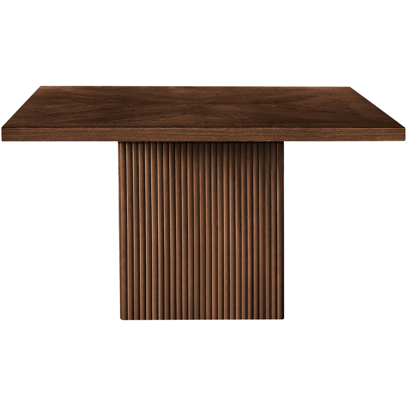 Pemberly Row Brown Solid Wood Dining Table with Oak Veneer Square Top