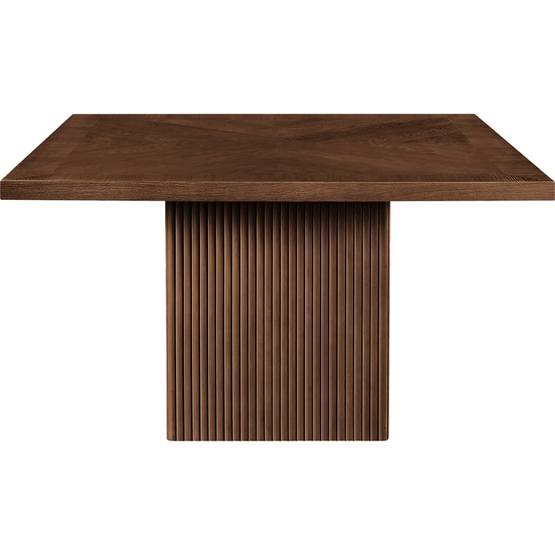 Pemberly Row Brown Solid Wood Dining Table with Oak Veneer Square Top