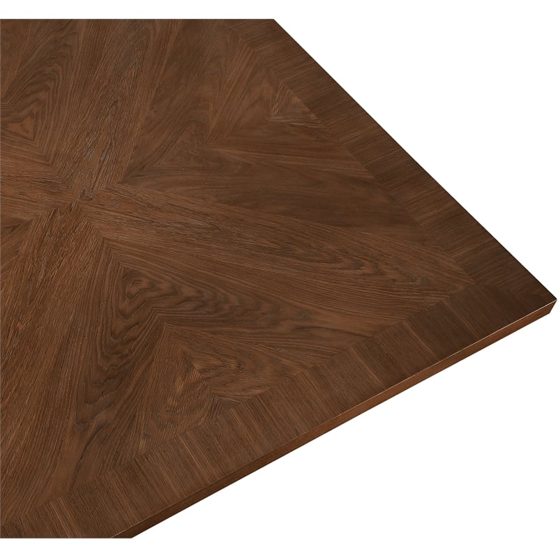 Pemberly Row Brown Solid Wood Dining Table with Oak Veneer Square Top